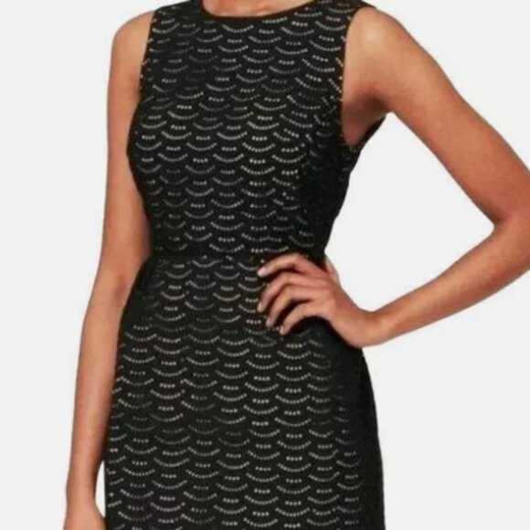 LOFT sleeveless black eyelet cotton midi dress sz 10P - Picture 3 of 14